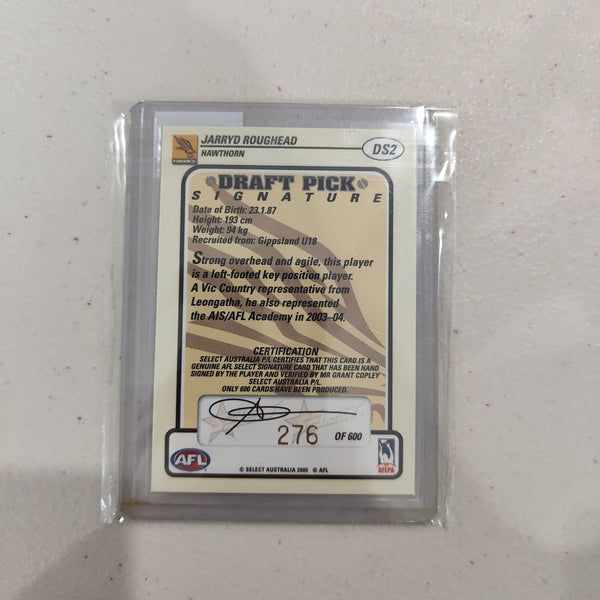 2005 Select Dynasty Platinum Draft Pick Signature Jarryd Roughead Hawthorn No.276/600