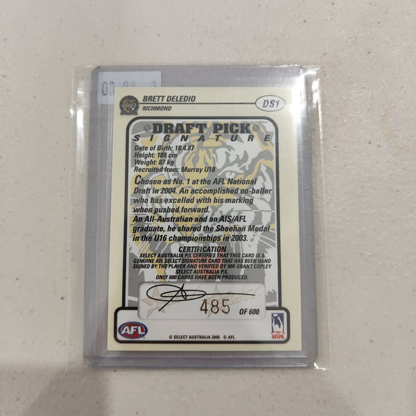 2005 Select Dynasty Platinum Draft Pick Signature Brett Deledio Richmond  No.485/600