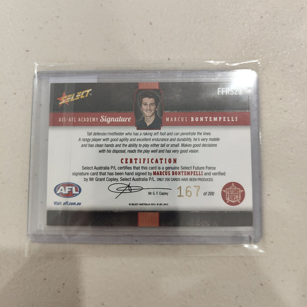 2013 Select Red Draft Pick Signature Marcus Bontempelli Western Bulldogs No.167/200