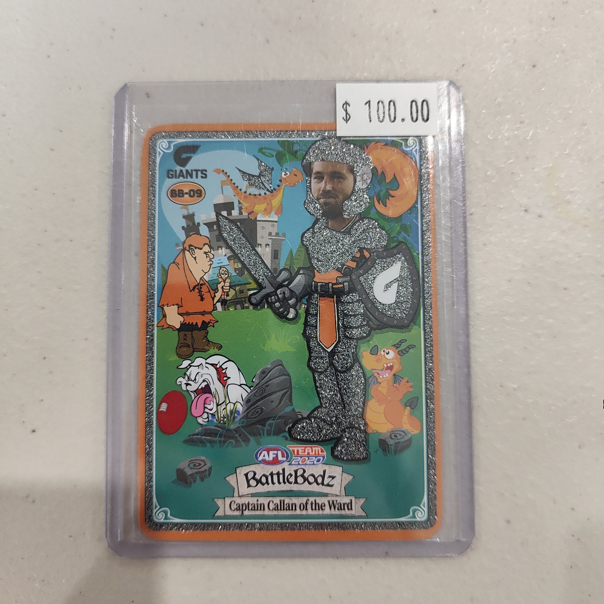 2020 AFL Teamcoach BattleBods Glitter Error Card Callan Ward Brandon Ellis Misprint