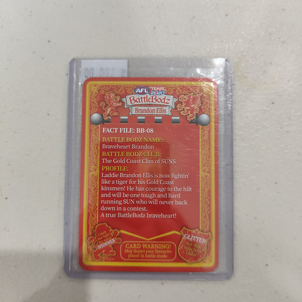 2020 AFL Teamcoach BattleBods Glitter Error Card Callan Ward Brandon Ellis Misprint