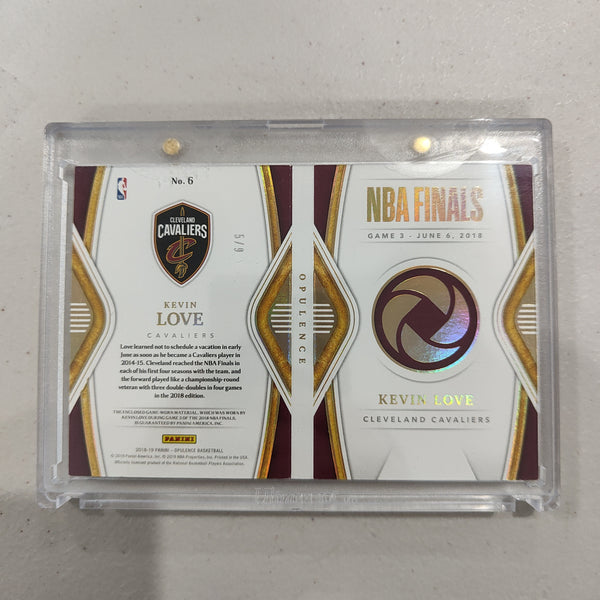 2019 Panini Opulence NBA Finals Kevin Love Cleveland Cavaliers Patch Card 5/9