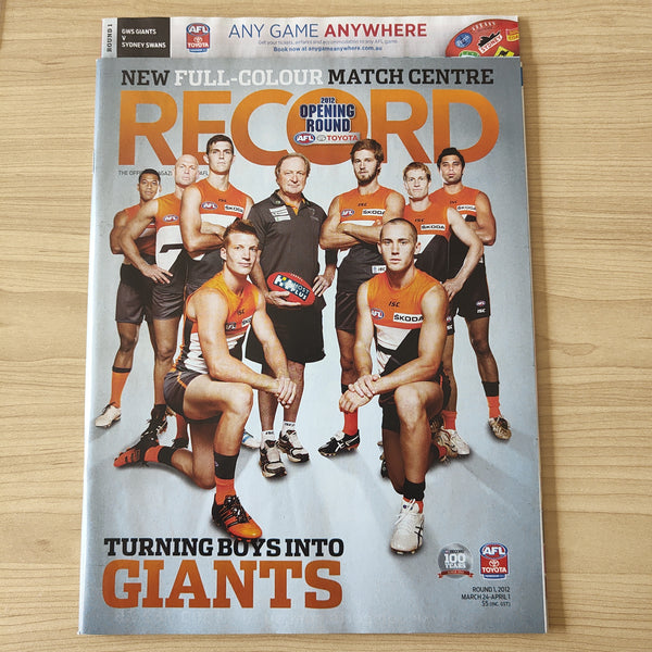 2012 Round 1 March 24 - April 1 GWS First Game GWS v Sydney AFL Football Record