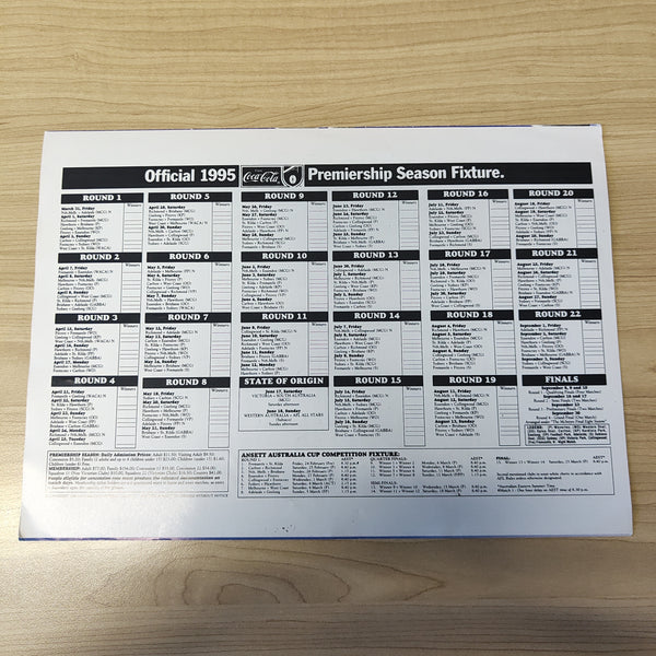 AFL 1995 February 13 Challenge Trophy Collingwood v St Kilda Spastic Society Souvenir Football Record