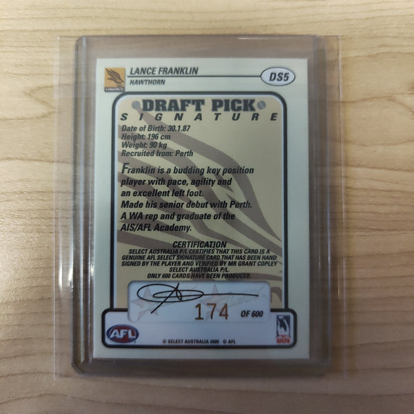 2005 Select Tradition Draft Pick Signature Lance Franklin Hawthorn No.174/600