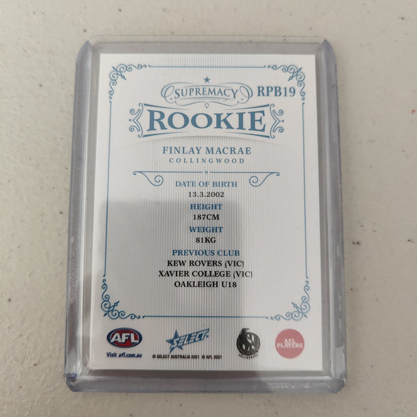 2021 Select Supremacy Rookie Finlay Macrae Collingwood No.72/85