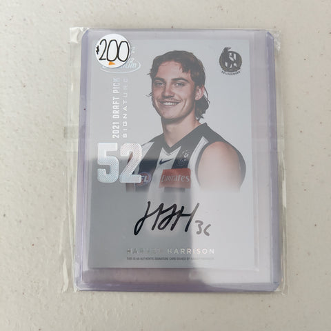 2022 AFL Select Optimum Platinum Draft Pick Signature Harvey Harrison Collingwood No.19/40