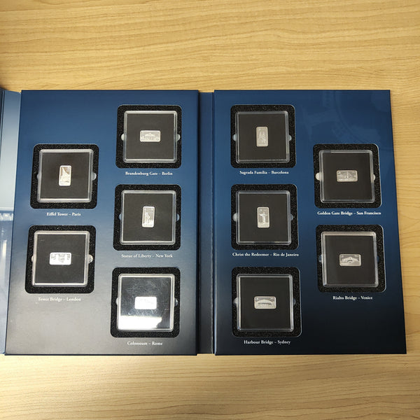 2014-15 Macquarie Mint Solomon Islands Masterpieces of Architecture Famous Landmarks Proof .999 Silver Miniature Bars