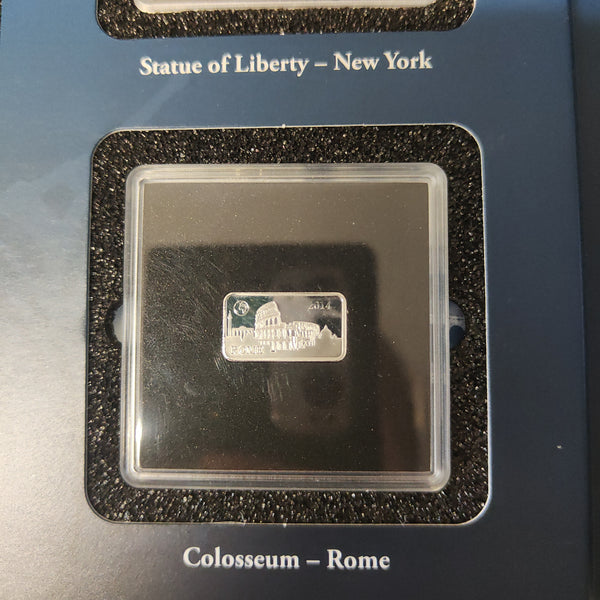 2014-15 Macquarie Mint Solomon Islands Masterpieces of Architecture Famous Landmarks Proof .999 Silver Miniature Bars