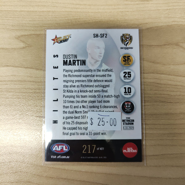 2020 Select Hilites Dustin Martin Richmond 217/401