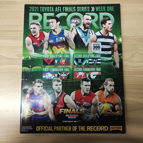 2021 AFL Football Record Qualifying and Elimination Finals