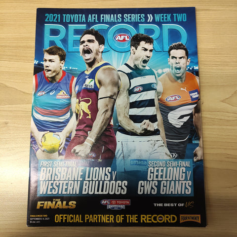 2021 AFL Football Record Semi Finals Brisbane v Western Bulldogs; Geelong v GWS
