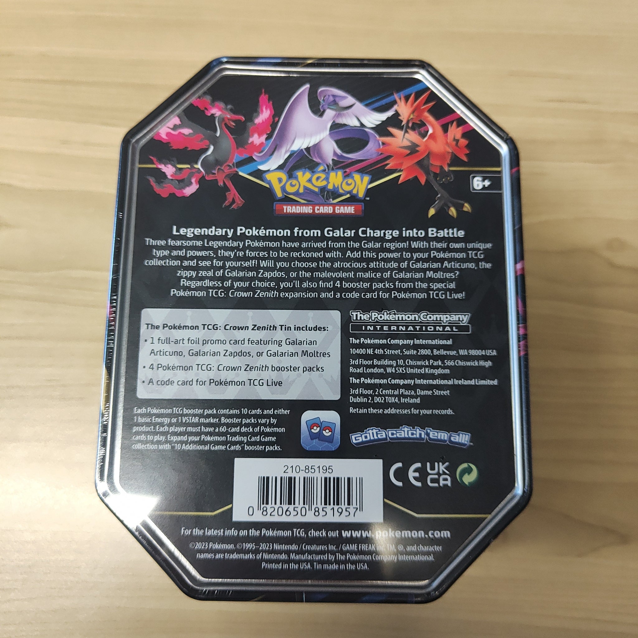 Pokemon TCG Crown Zenith Tin Galarian Articuno  Shields Stamps & Coins