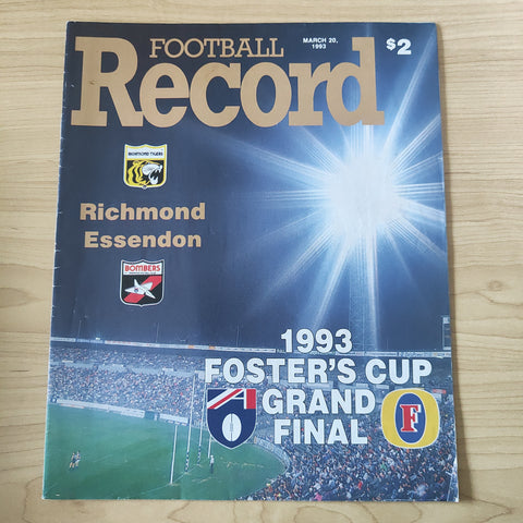 AFL 1993 March 20 Foster's Cup Grand Final Football Record Richmond v Essendon