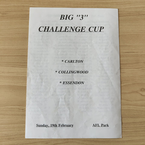 VFL 1984 Big 3 Challenge Cup Carlton Collingwood Essendon Football Record