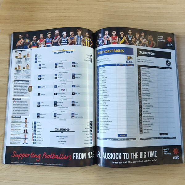 2018 AFL Grand Final Football Record West Coast v Collingwood