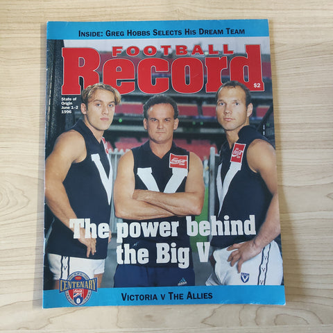 1996 June 1/2 Victoria v The Allies AFL Football Final State of Origin Record