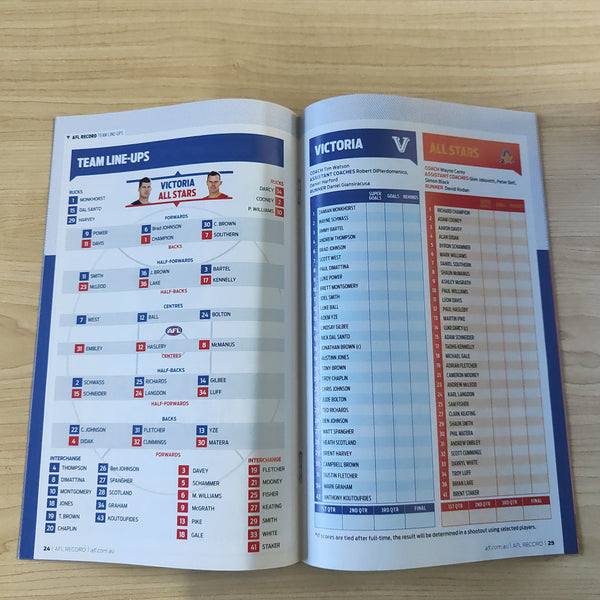 2017 E. J. Whitten Legends Game Football Record Victoria v All-Stars