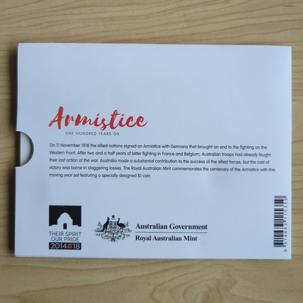 2018 Royal Australian Mint Armistice 100 Years On Uncirculated Year Coin Set