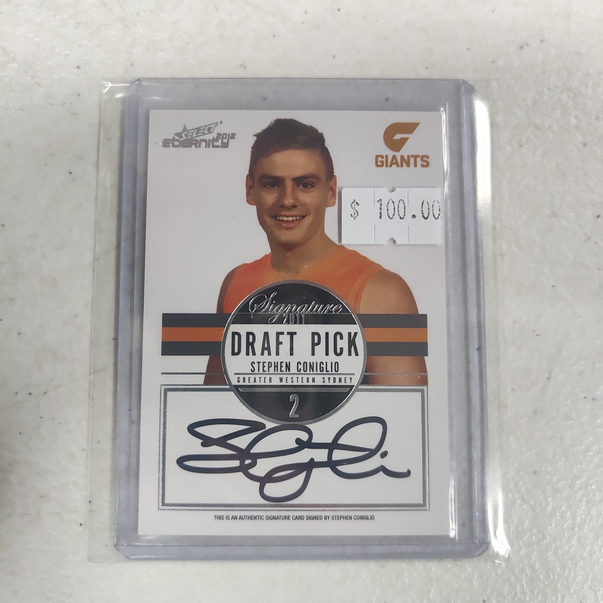 2012 Select Eternity Draft Pick Signature Stephen Coniglio GWS LOW NUMBER No.009/300