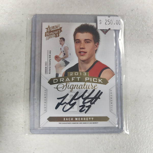 2014 AFL Select Honours 1 Draft Pick Signature Zach Merrett Essendon No. 315/400