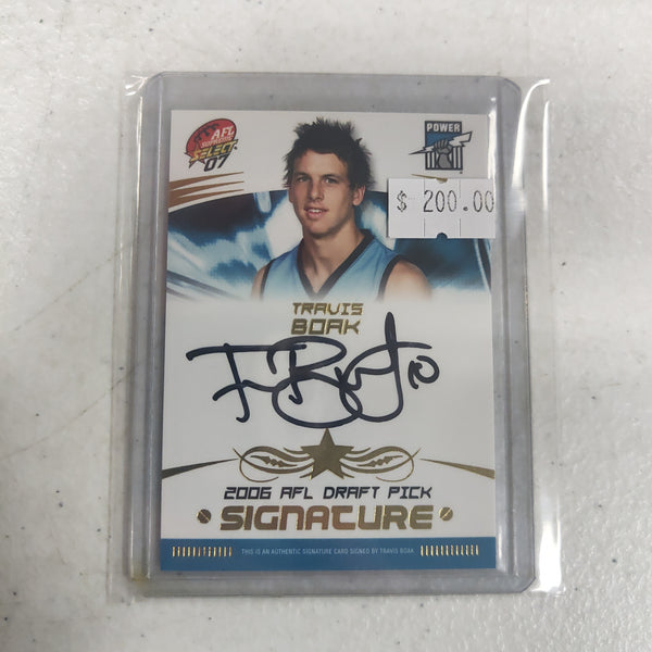 2007 Select Supreme Draft Pick Signature Travis Boak Port Adelaide No. 170/450