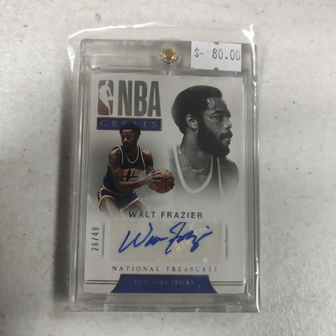 2018 Panini NBA Greats National Treasures Signature Walt Frazier New York Knicks 26/49