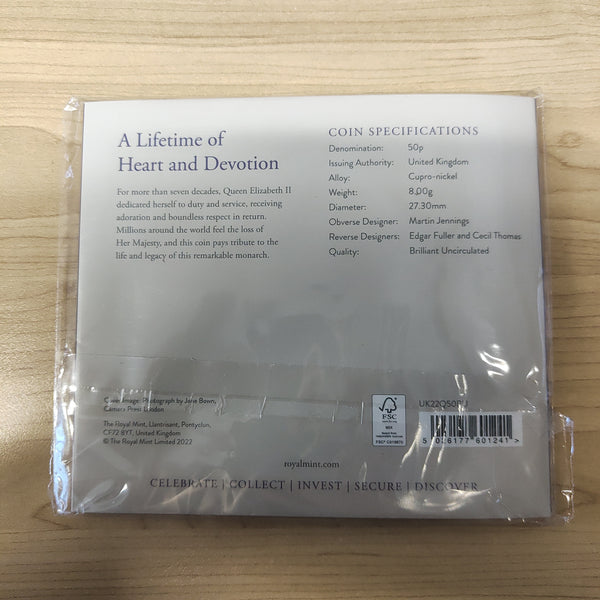 2022 GB The Royal Mint 50p Her Majesty Queen Elizabeth II Brilliant Uncirculated Coin