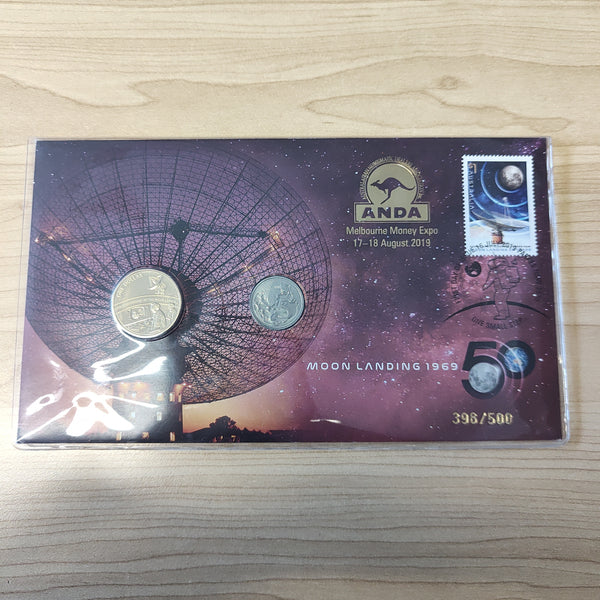 2019 Australia $1 5c 50 Years Moon Landing 1969 PNC ANDA Overprint 398/500