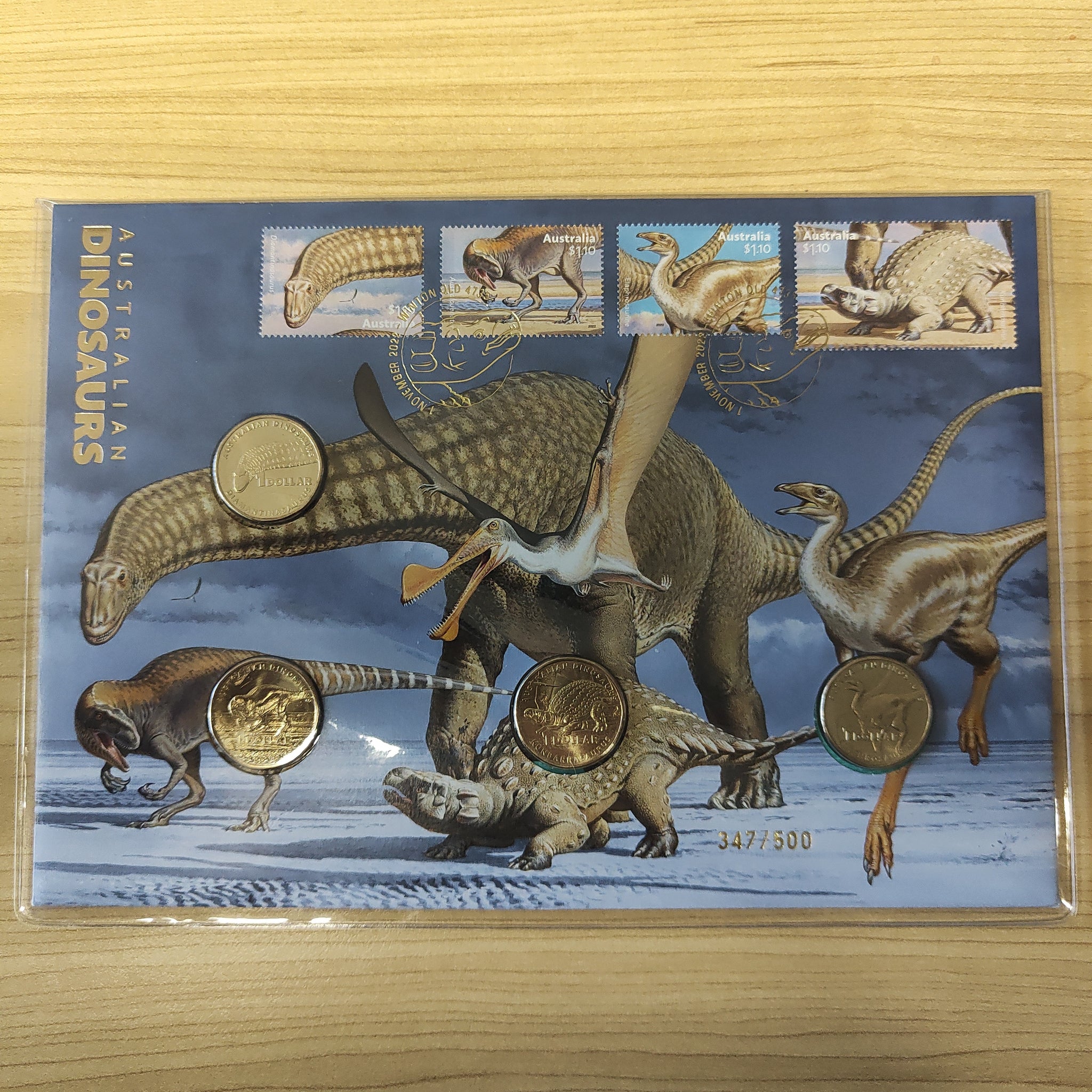 2022 Australia $1 Australian Dinosaurs PNC Limited Edition Overprinted 347/500