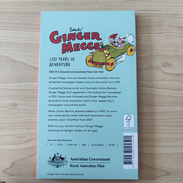 2021 RAM $1 Ginger Meggs 100 Years Coloured $1 Uncirculated Set