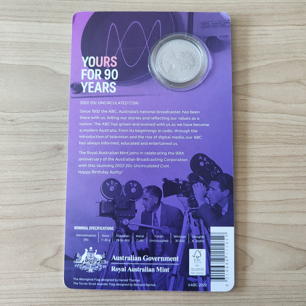 2022 RAM 20c 90 Years ABC Yours Uncirculated Carded Coin