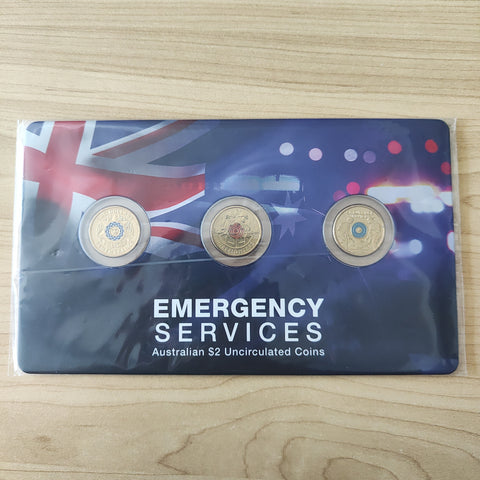 Australia 2019-2021 Downies $2 Emergency Services 3 Coloured Uncirculated Coin Set