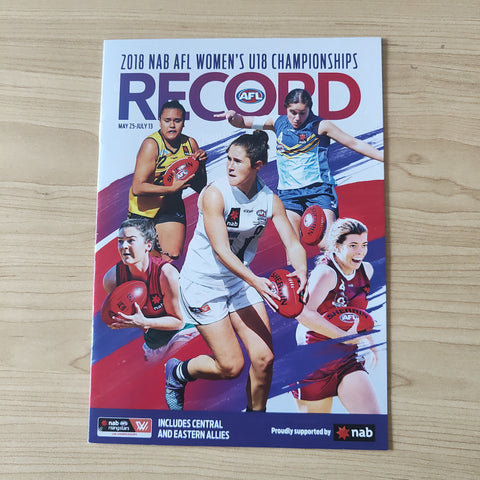 2018 May 25 - July 13 NAB AFL Women's Under 18 U18 Championships Football Record