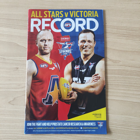 2018 AFL E. J. Whitten Legends Game Football Record All Stars v Victoria