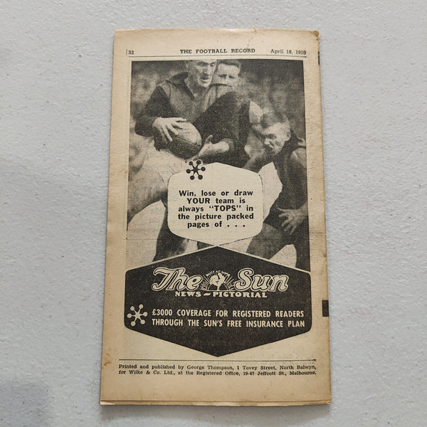 VFL 1959 April 18 Carlton v Essendon Football Record