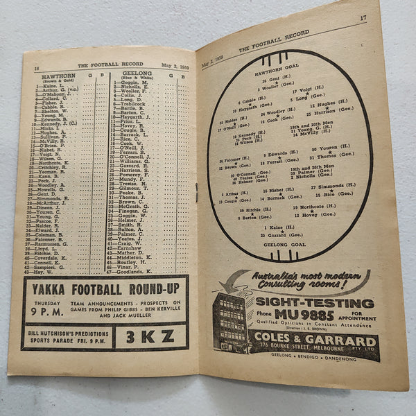 VFL 1959 May 2 Hawthorn v Geelong Football Record