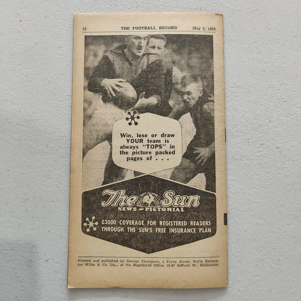 VFL 1959 May 2 Hawthorn v Geelong Football Record