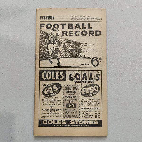 VFL 1959 May 9 Fitzroy v Melbourne Football Record