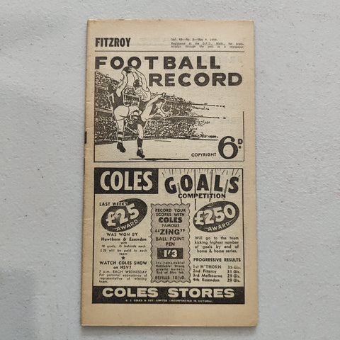 VFL 1959 May 9 Fitzroy v Melbourne Football Record