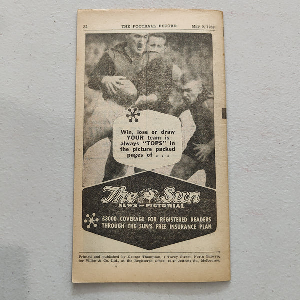 VFL 1959 May 9 Fitzroy v Melbourne Football Record