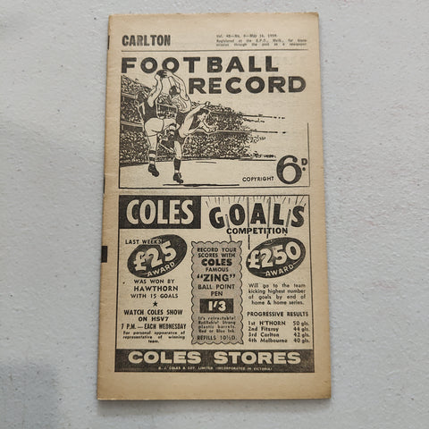 VFL 1959 May 16 Carlton v Richmond Football Record