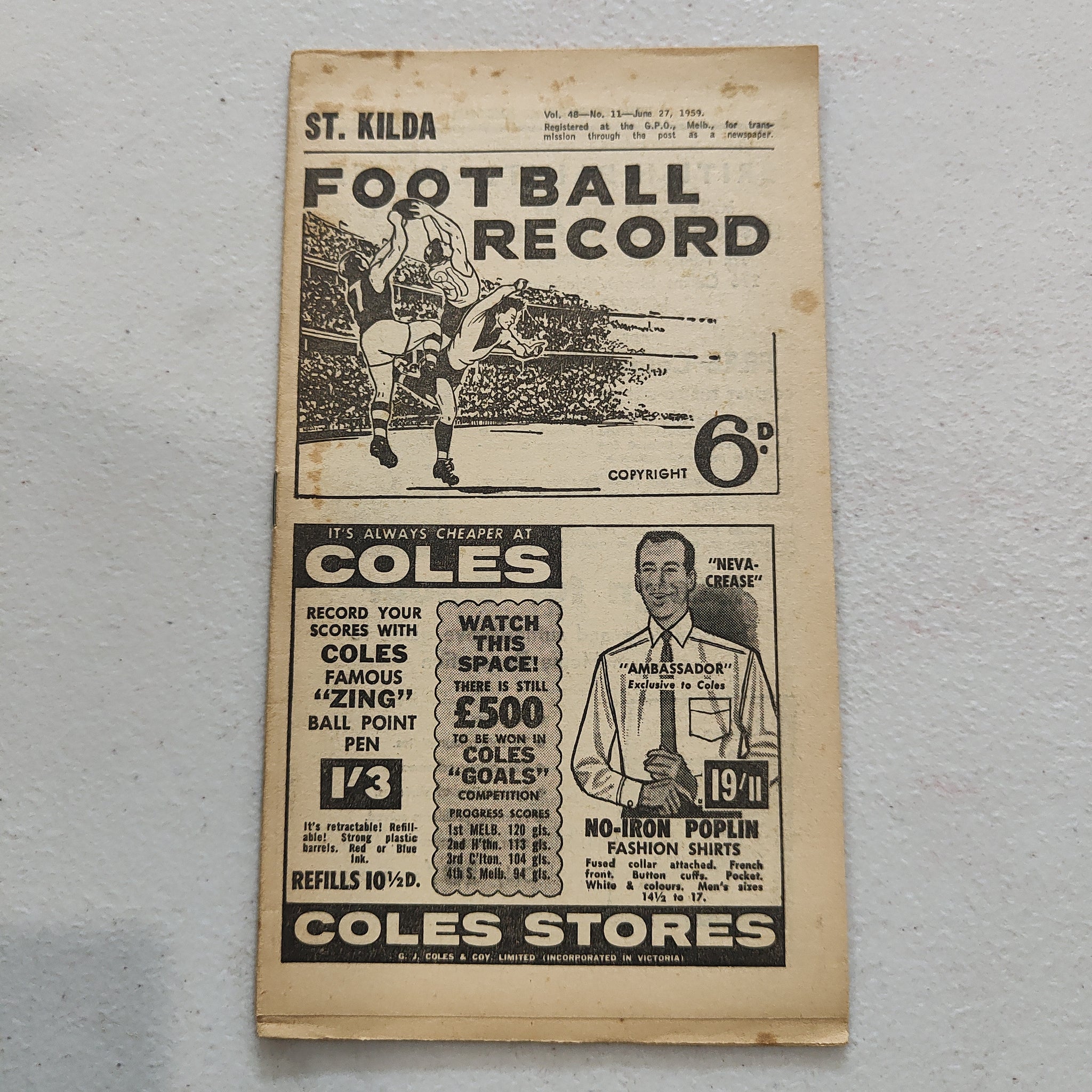 VFL 1959 June 27 St Kilda v Geelong Football Record