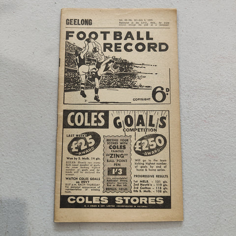 VFL 1959 July 4 Geelong v Footscray Football Record