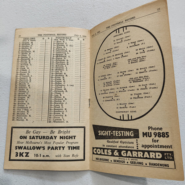 VFL 1959 July 4 Geelong v Footscray Football Record