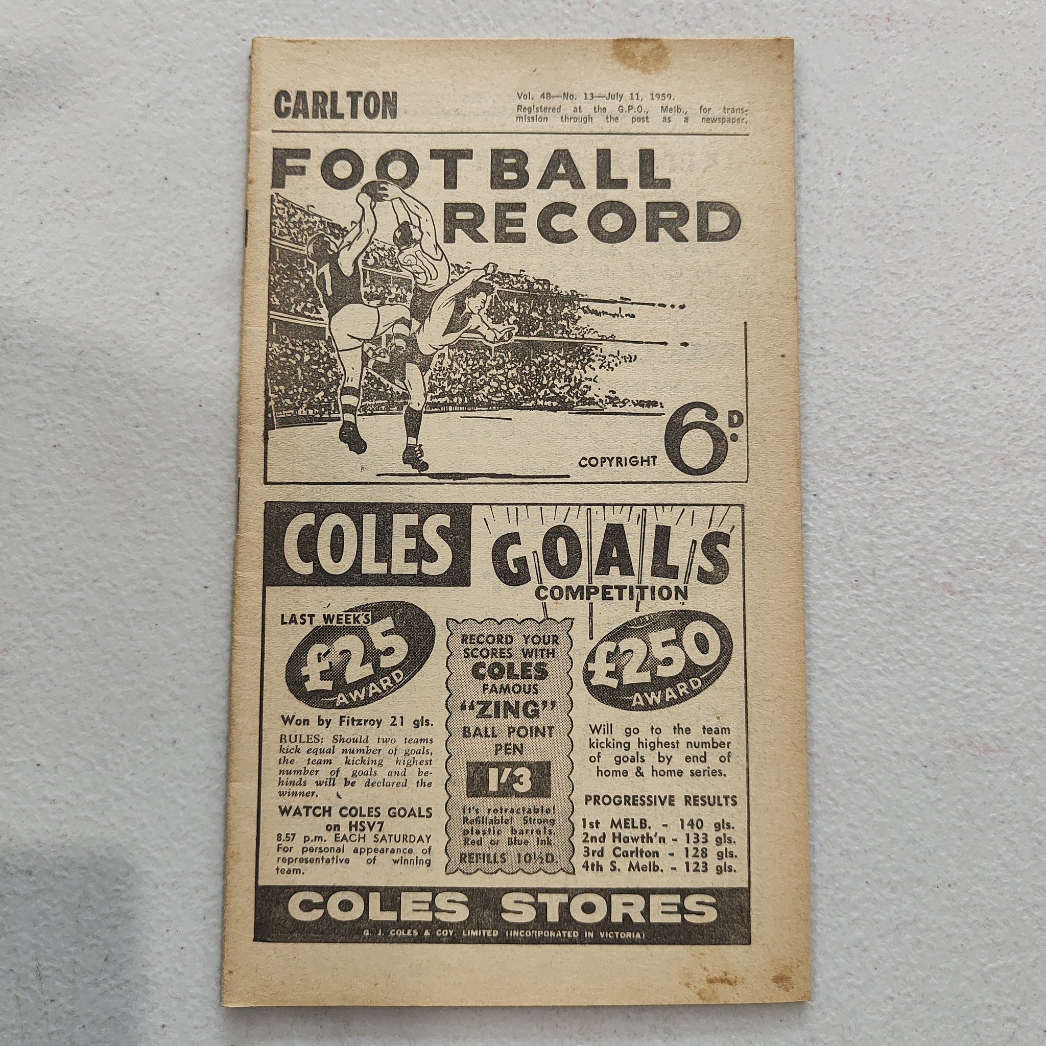 VFL 1959 July 11 Carlton v St Kilda Football Record
