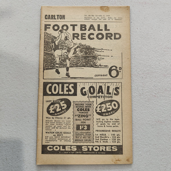 VFL 1959 July 11 Carlton v St Kilda Football Record