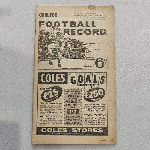 VFL 1959 July 11 Carlton v St Kilda Football Record