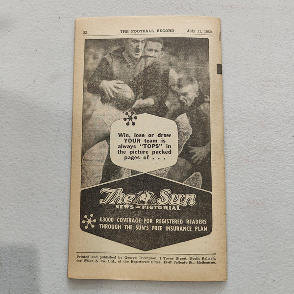 VFL 1959 July 11 Carlton v St Kilda Football Record