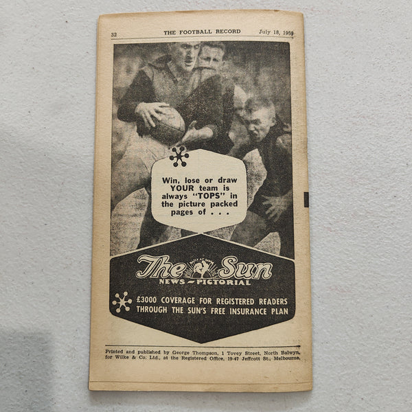 VFL 1959 July 18 North Melbourne v Geelong Football Record